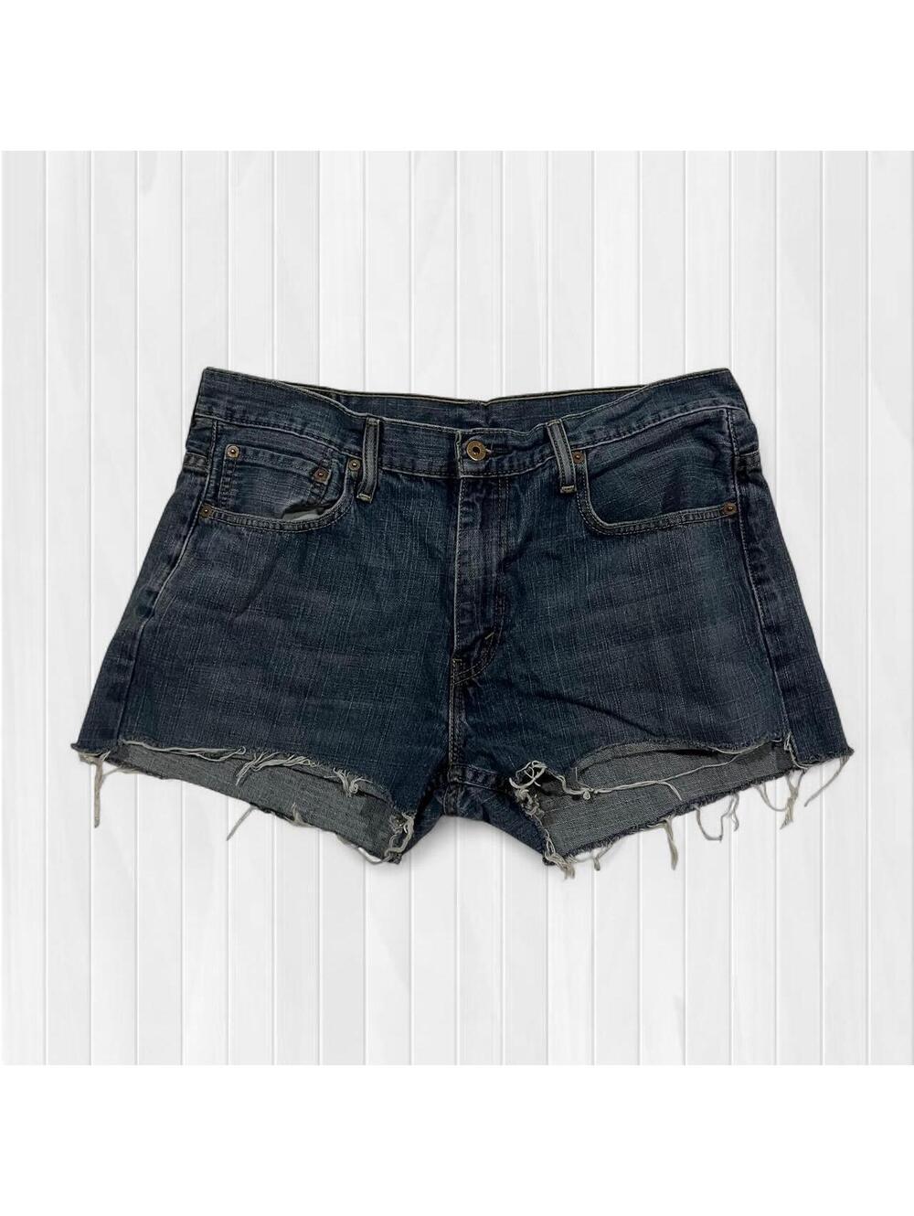Levi's 569 Mid-High Rise Denim Shorts Blue Navy Shortie Shorts